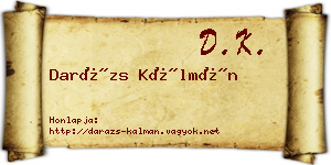 Darázs Kálmán névjegykártya